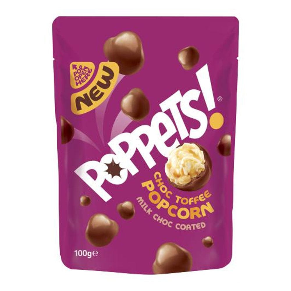 Poppets Milk Choc Coated Toffee Popcorn 100g - CandyRoyal